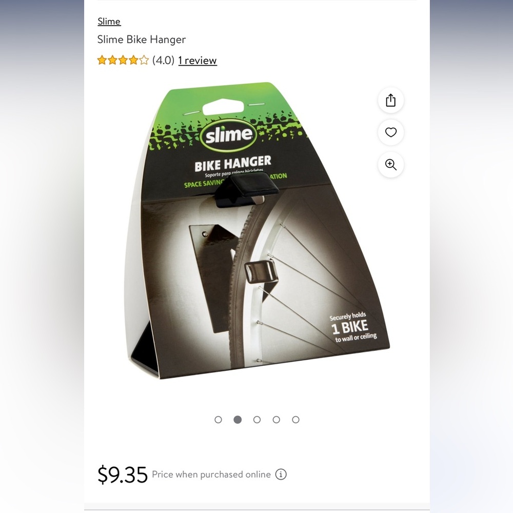 Slime (1) Bike Hanger for ceiling or wall; Extra Strong. NEW!!